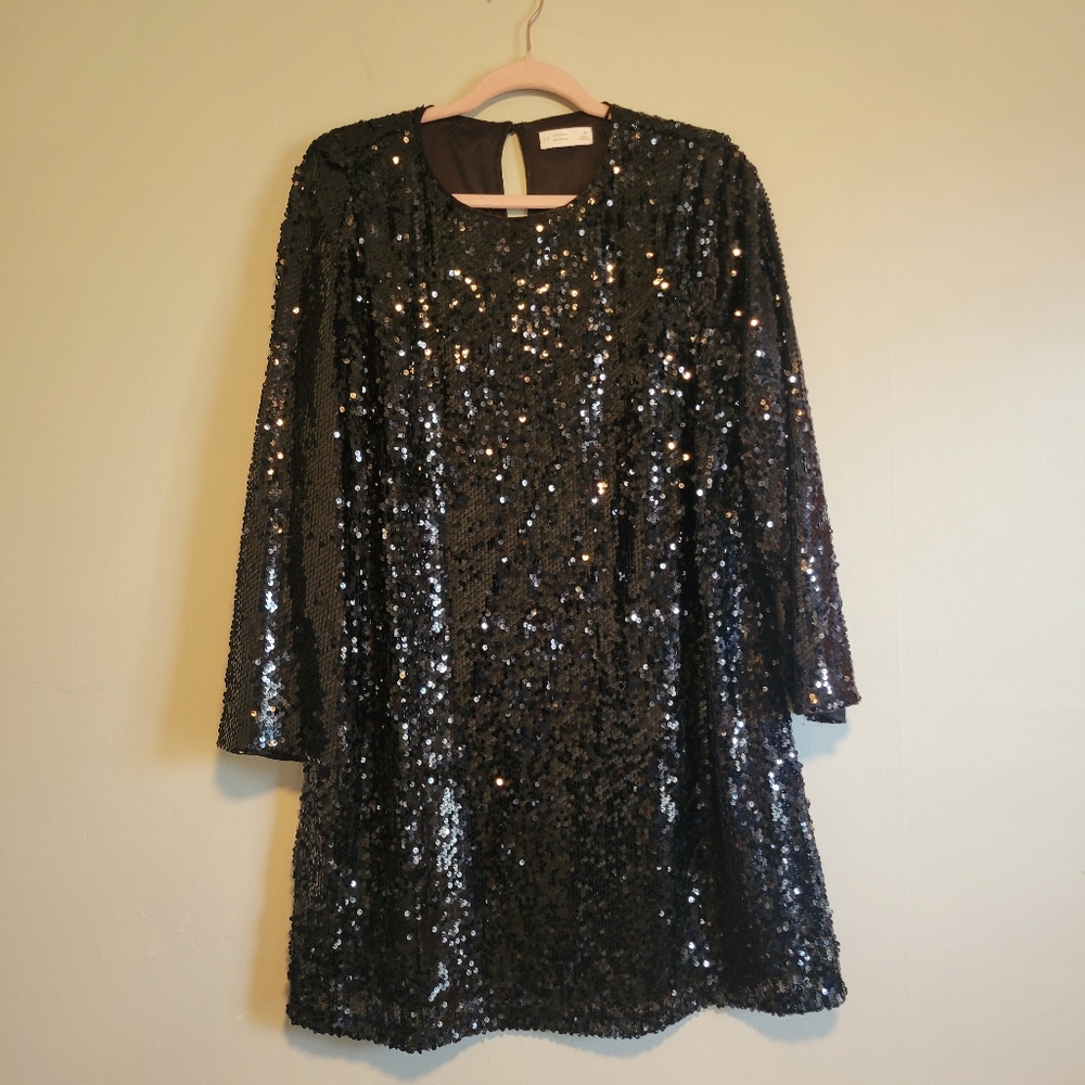 LC Lauren Conrad Black Sequin Dress Size Medium